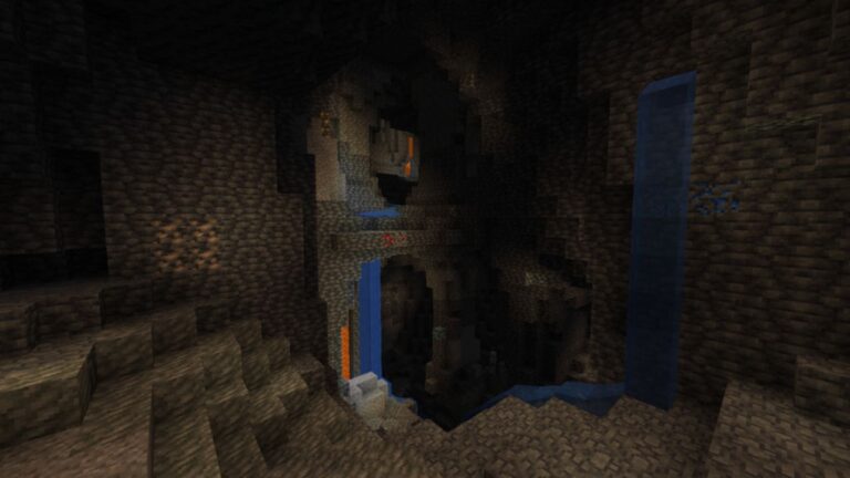 A Minecraft player displays the magnificent natural cave they discovered while exploring