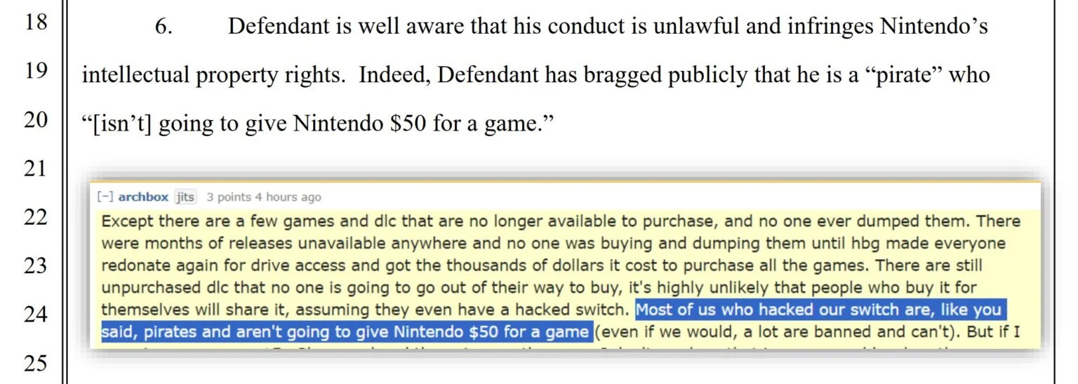 Nintendo Sues Moderator